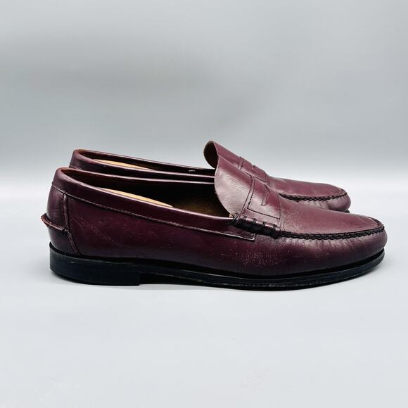 Sebago Shoes Mens 11.5 Burgundy Leather Handsewn Penny Loafers Slip On USA - Picture 1 of 12